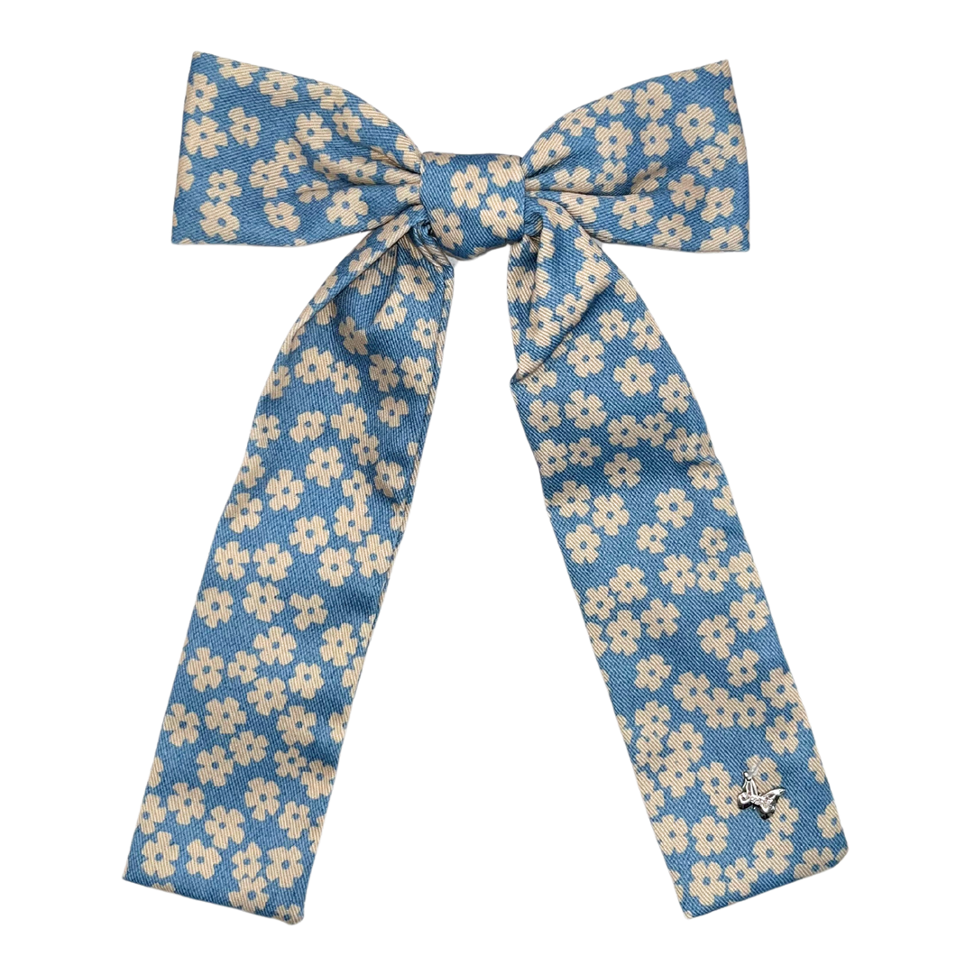 Floral Denim Large Clip - Chambray