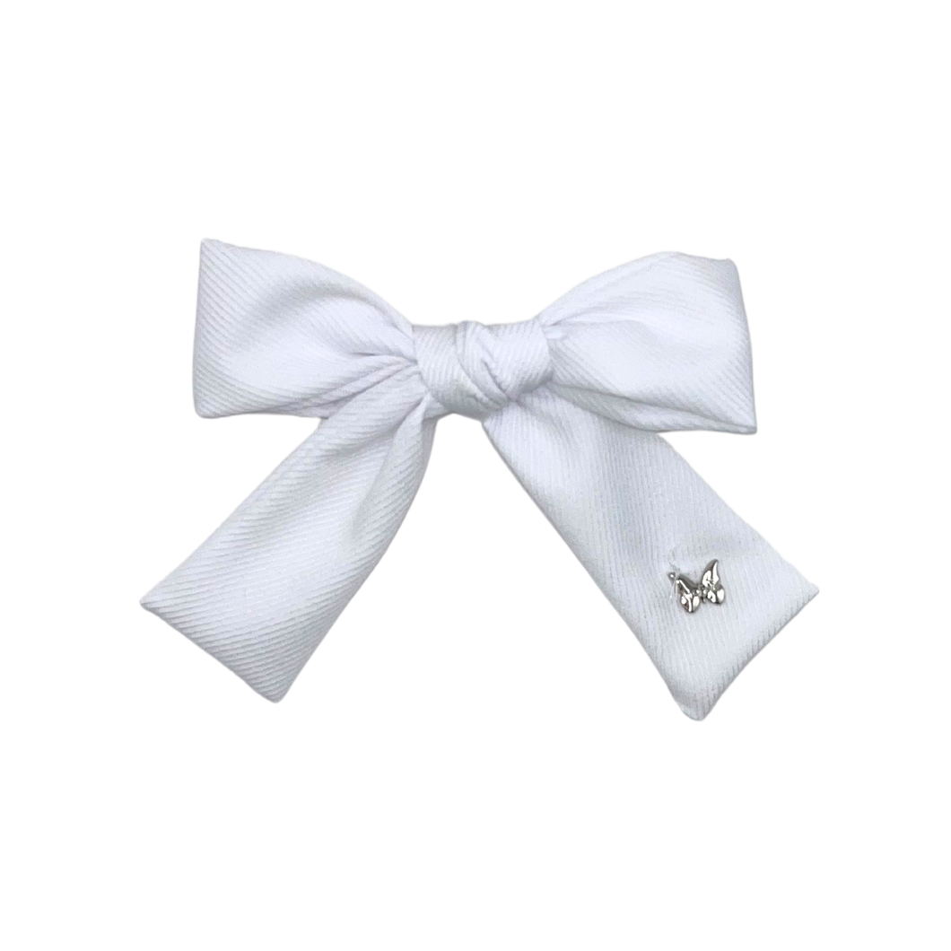 Shimmer Cotton Medium Clip - White