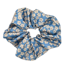 Load image into Gallery viewer, Floral Denim Oversized Scrunchie - Chambray
