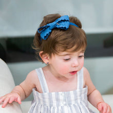 Load image into Gallery viewer, Gauze Scalloped Bow Baby Band - Sapphire