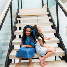 Load image into Gallery viewer, Gauze Scalloped Bow Baby Band - Sapphire