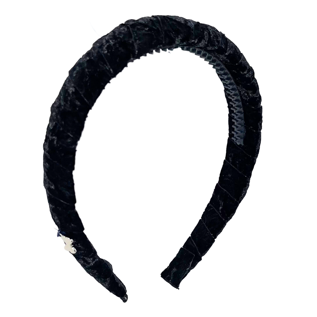 Crinkle Velvet Headband - Black