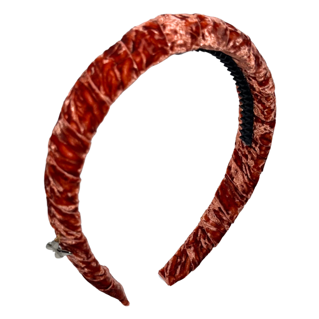 Crinkle Velvet Headband - Brick