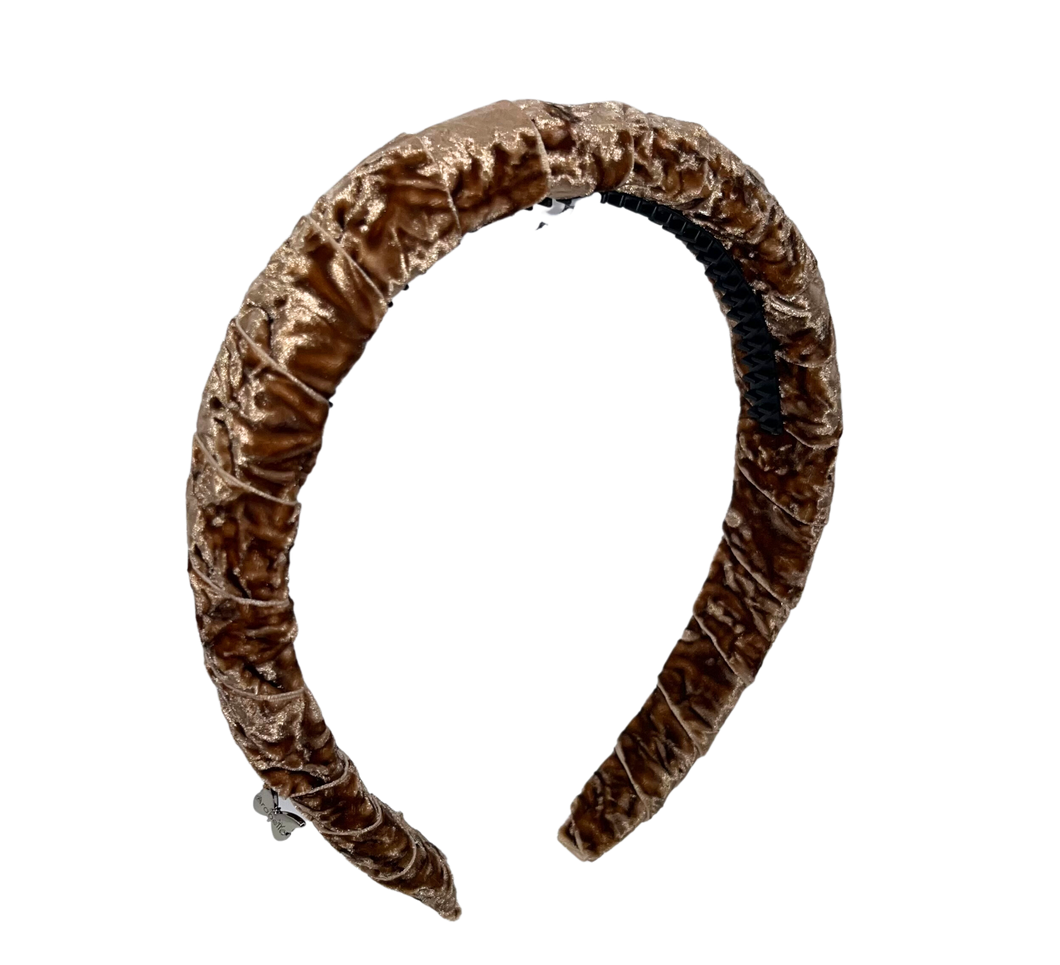 Crinkle Velvet Headband - Walnut