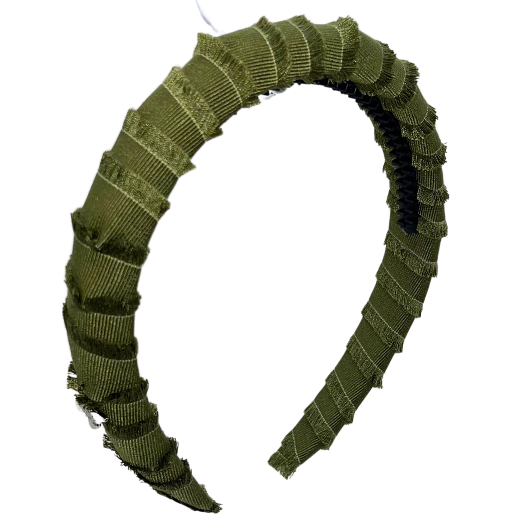 Frayed Grosgrain Headband - Navy
