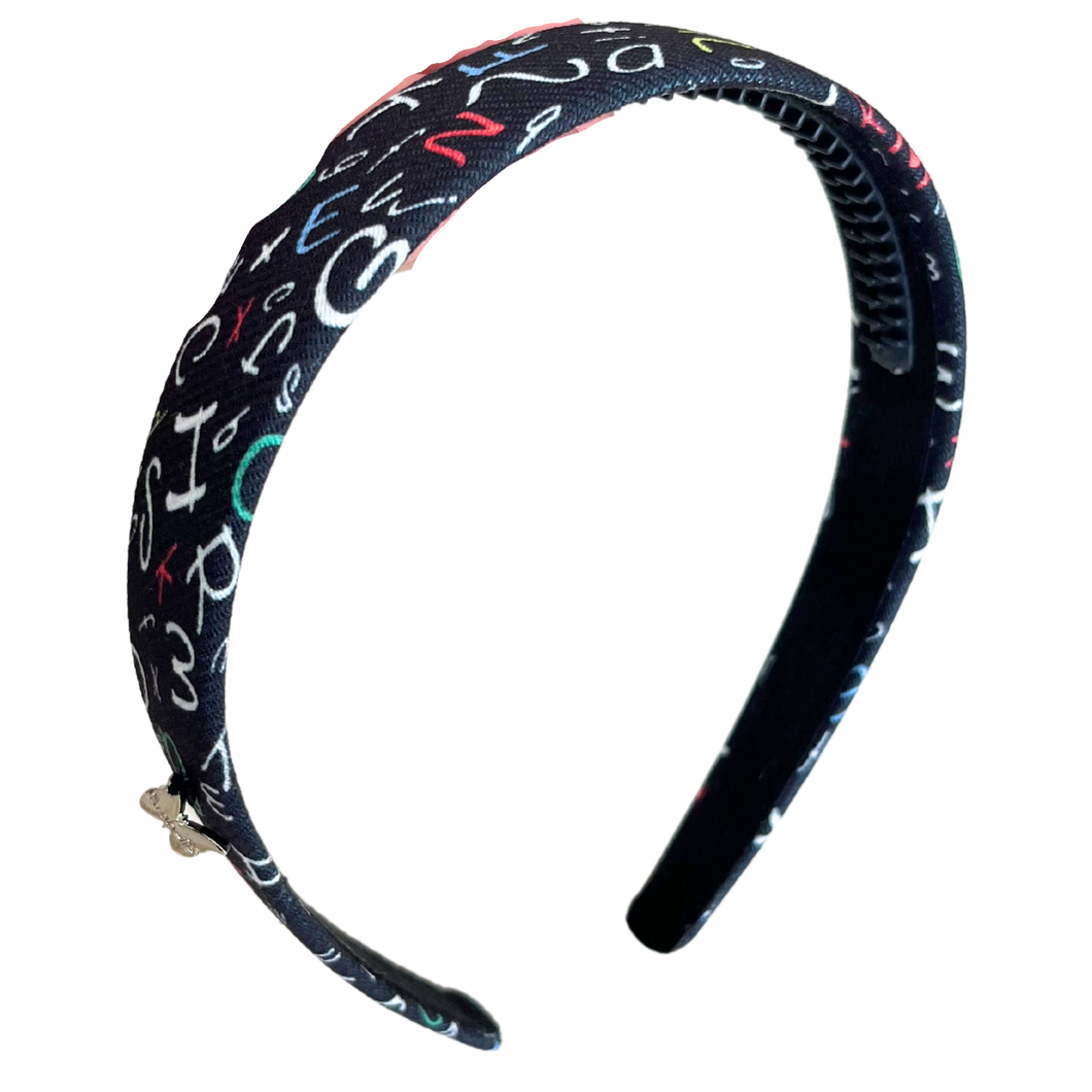 ABC Print Flat Headband - Black