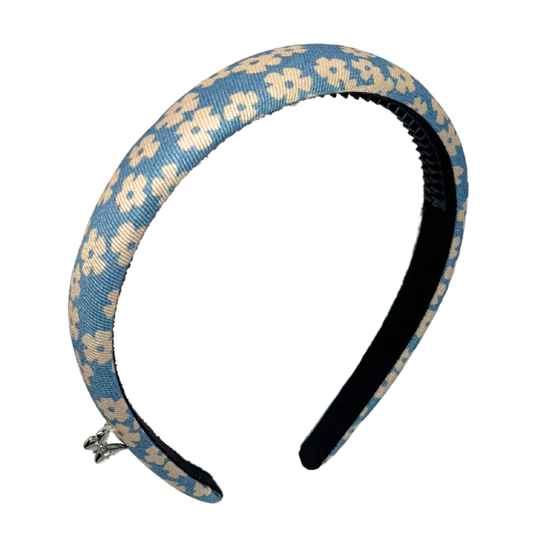 Floral Denim Headband - Chambray