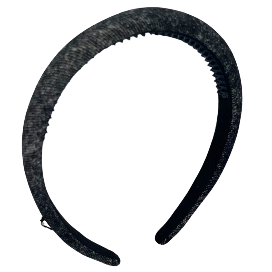 Speckled Denim Thin Padded Headband - Black