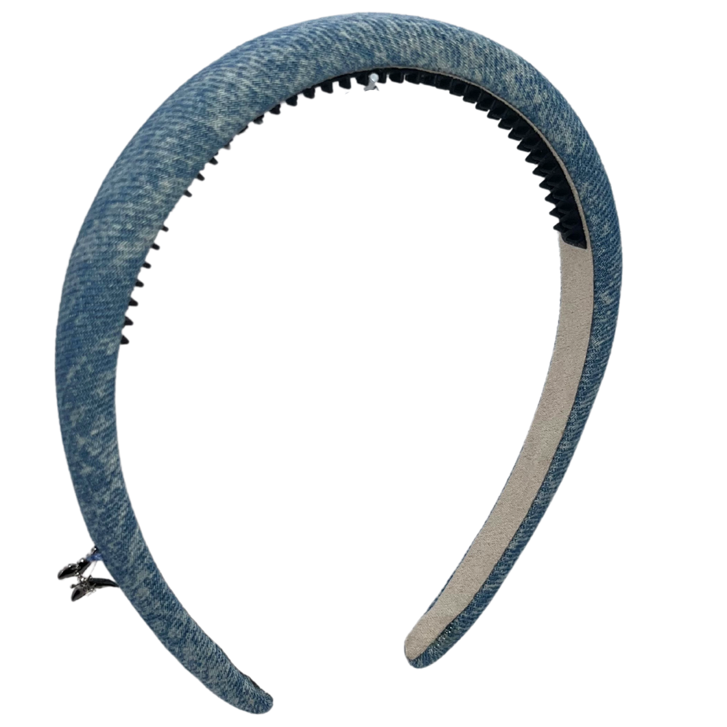 Speckled Denim Thin Padded Headband - Chambray