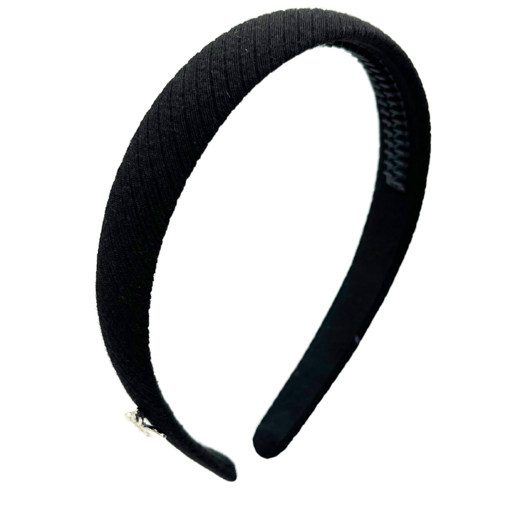 Ribbed Cotton Flat Headband - Black