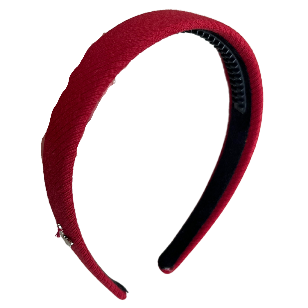Ribbed Cotton Flat Headband - Burgandy