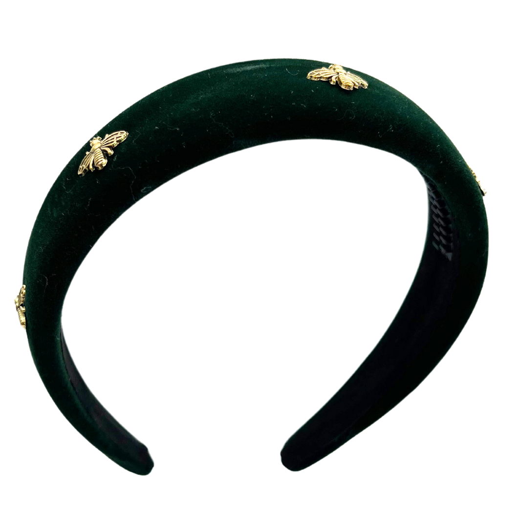 Velvet Bee Headband - Green
