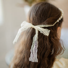 Load image into Gallery viewer, Pearl Headband with Lace Sash - Ivory
