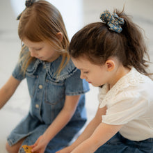 Load image into Gallery viewer, Floral Denim Oversized Scrunchie - Denim
