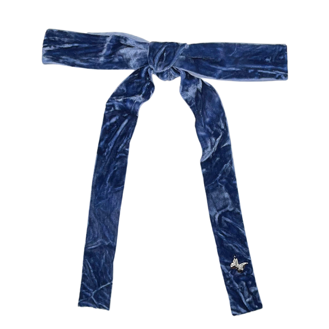 Crinkle Velvet Large Clip - Navy