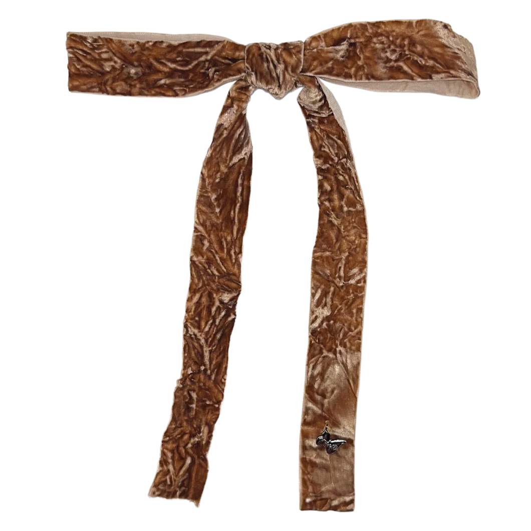 Crinkle Velvet Large Clip - Walnut