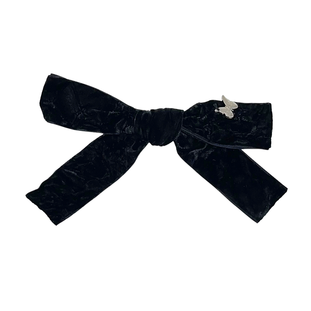 Crinkle Velvet Medium Clip - Black