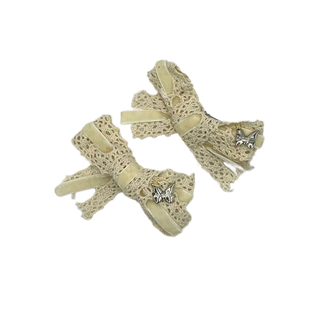 Velvet Lace Mini Clip Set - Ivory