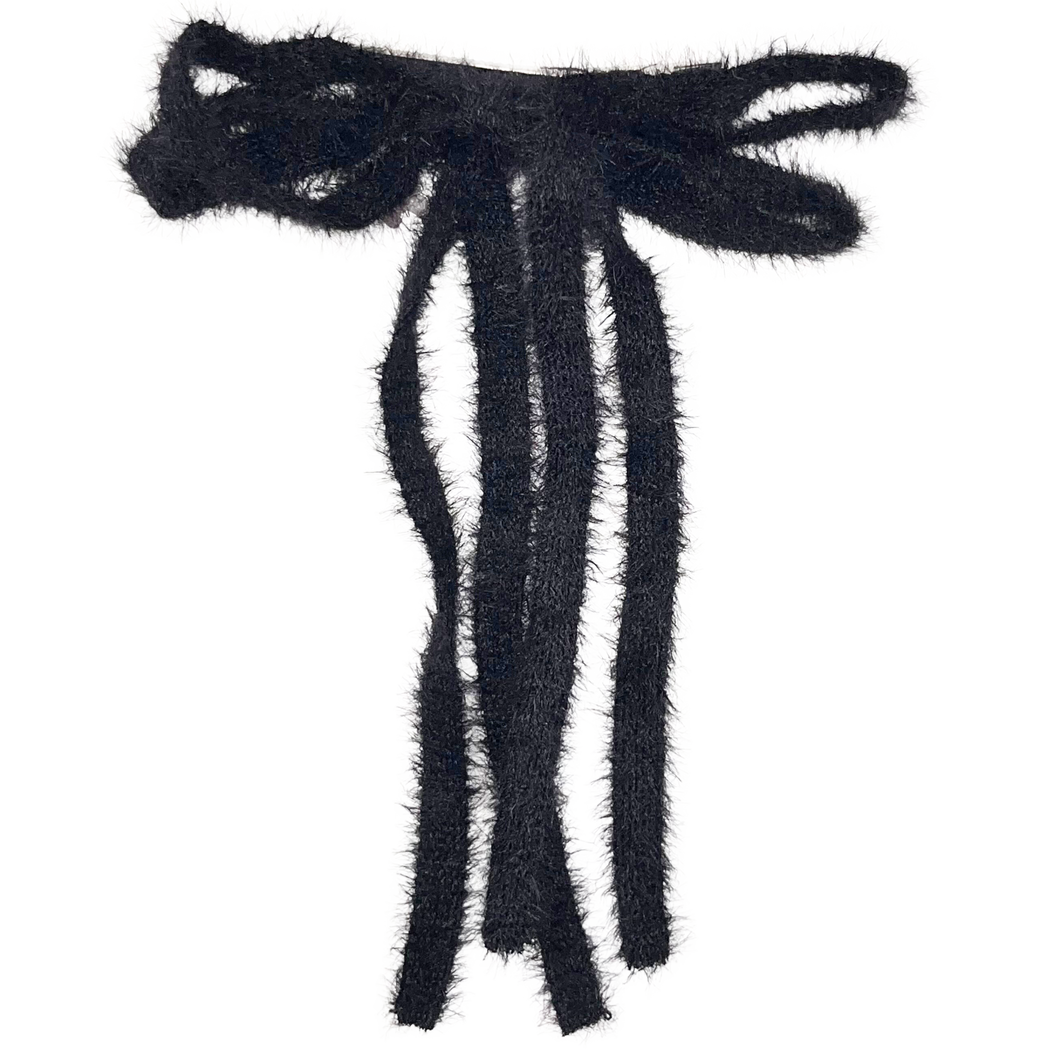 Mohair Ribbon Large Clip - Black