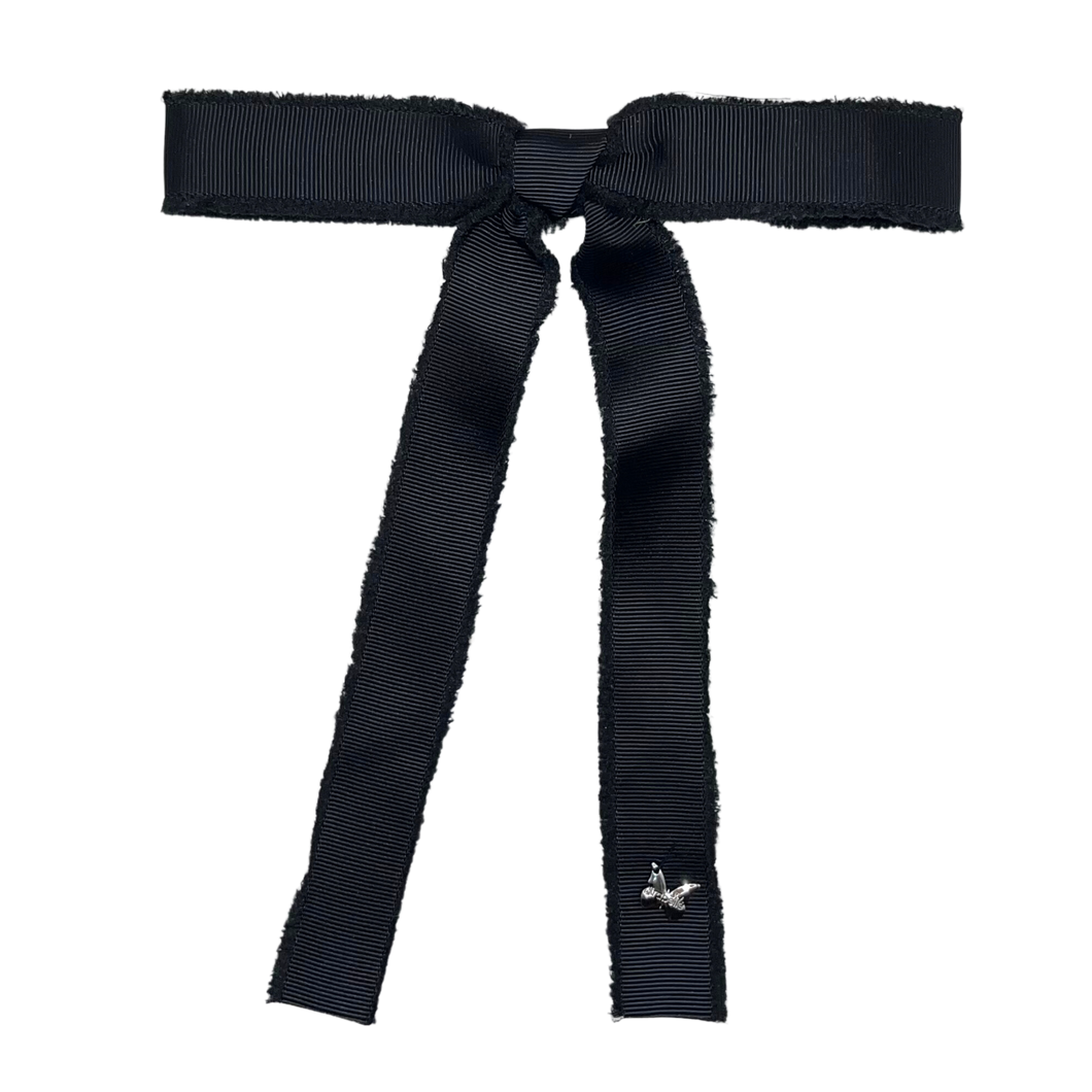 Frayed Grosgrain Large Clip - Black
