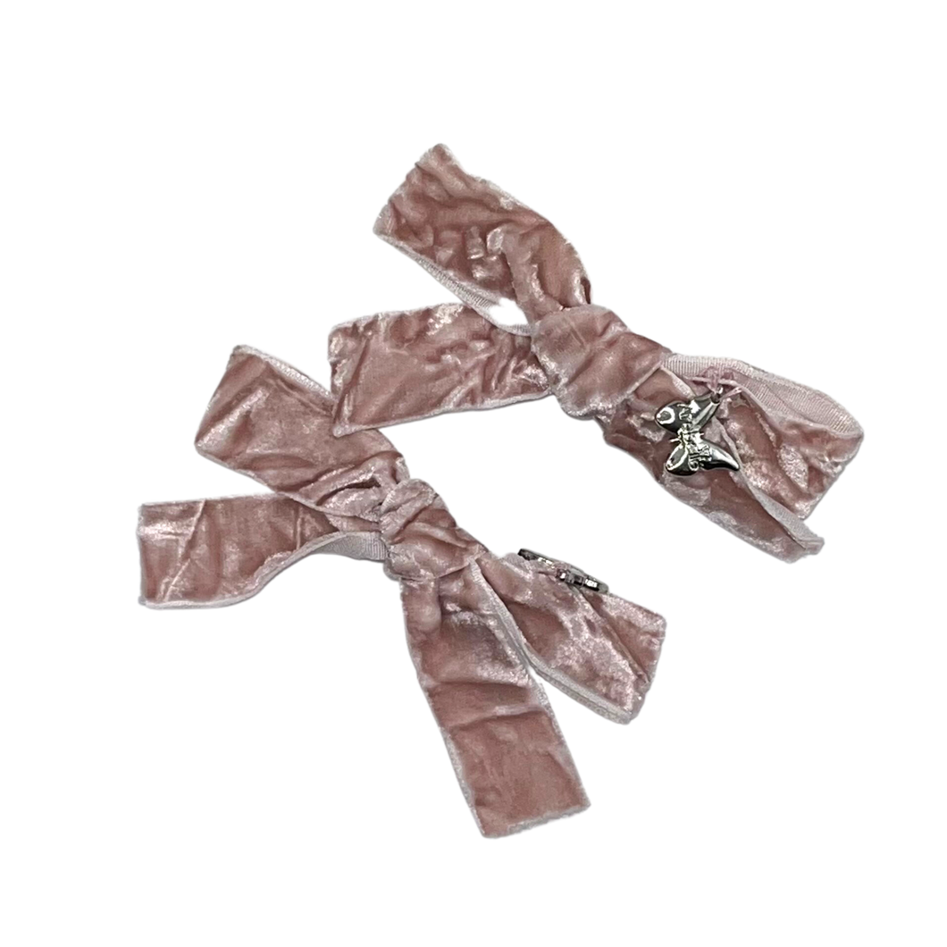 Crinkle Velvet Mini Clip Set - Mauve
