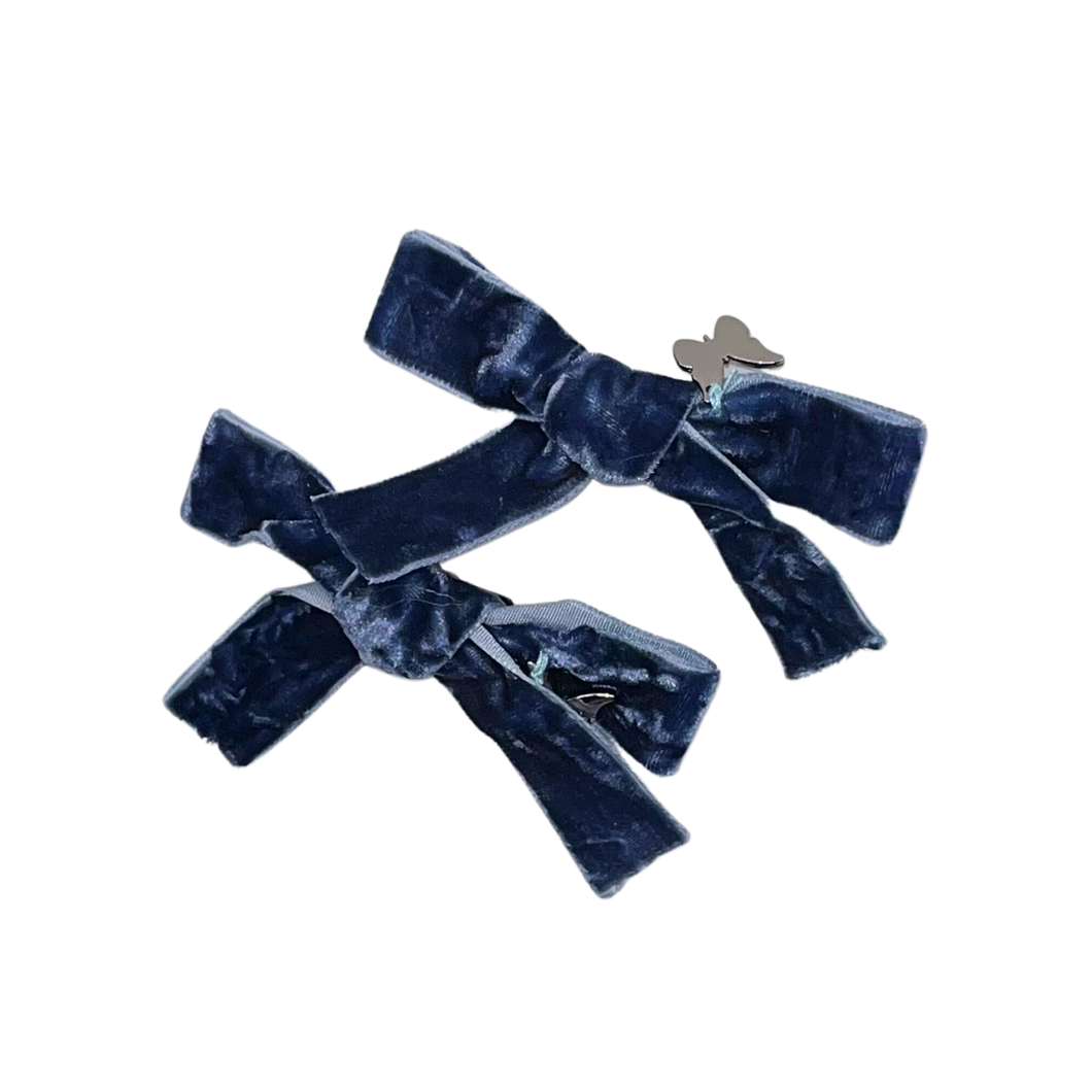 Crinkle Velvet Mini Clip Set - Navy