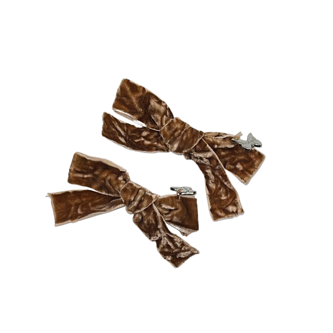 Crinkle Velvet Mini Clip Set - Walnut