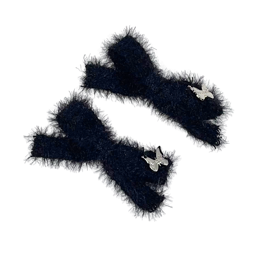 Mohair Ribbon Mini Clip Set - Black