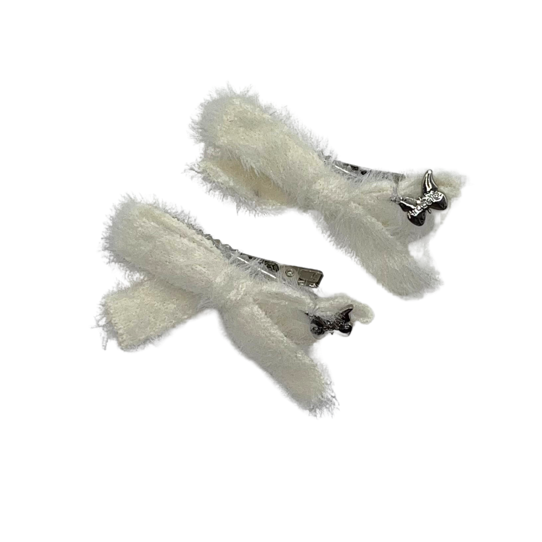 Mohair Ribbon Mini Clip Set - Winter White