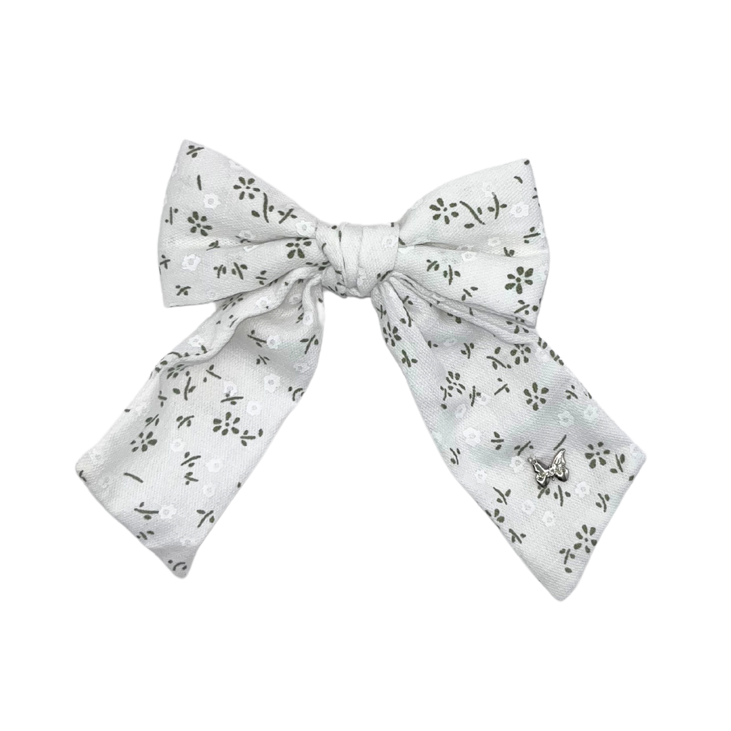 Printed Floral Medium Clip - White
