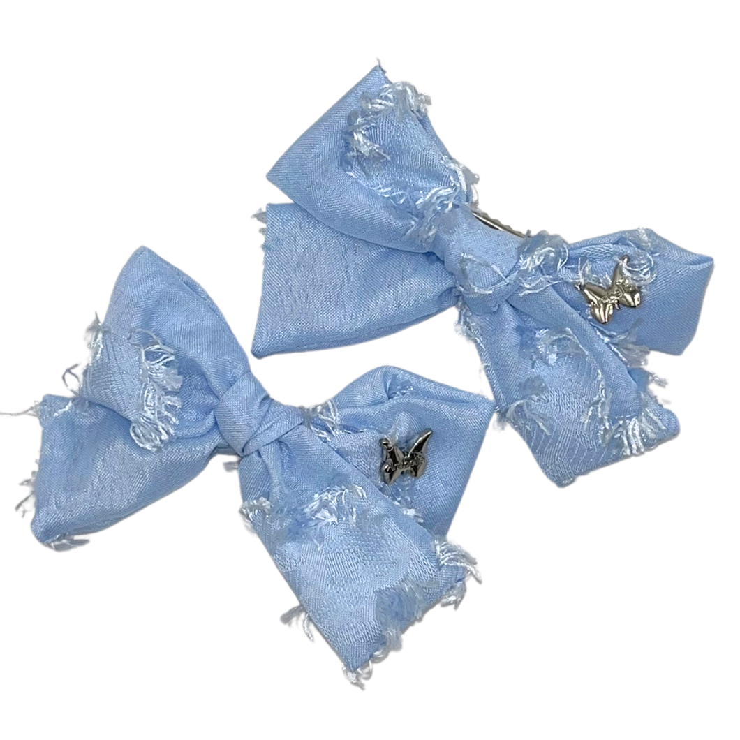 Shaggy Satin Mini Clip Set - Powder Blue