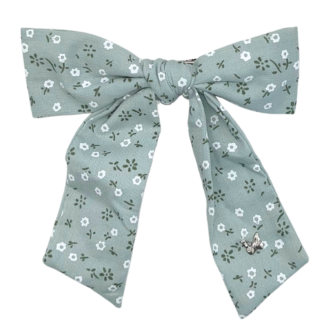 Printed Floral Large Clip - Sage