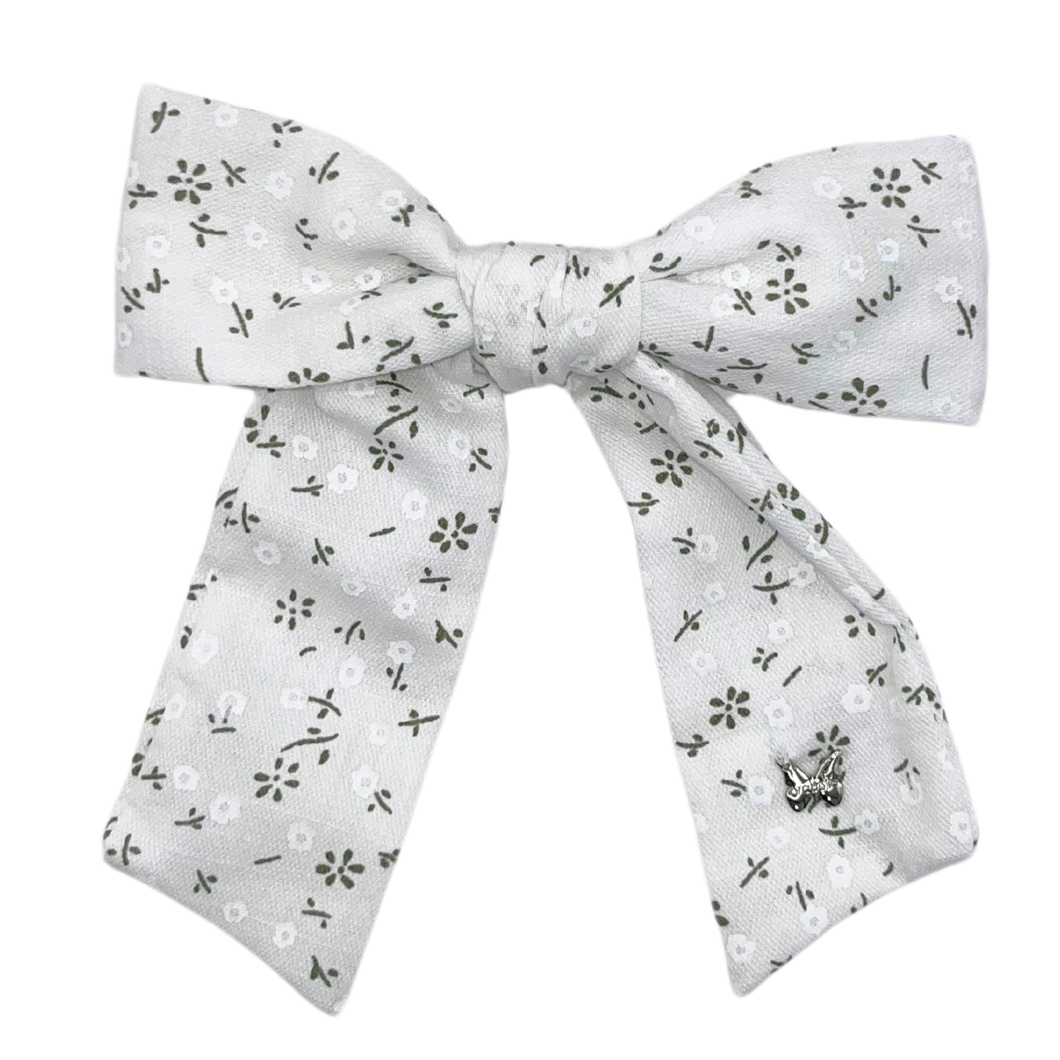 Printed Floral Large Clip - White