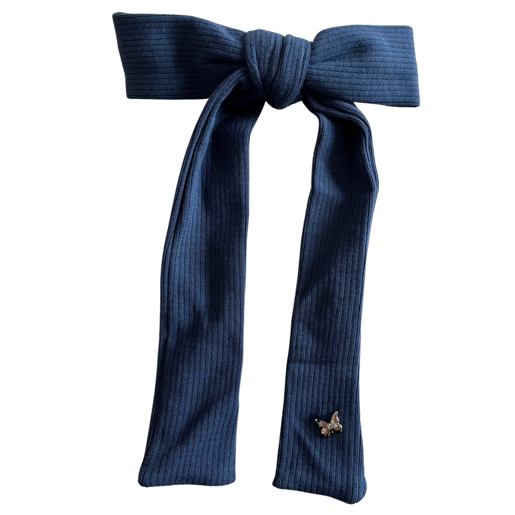 Ribbed Cotton Large Clip - Navy