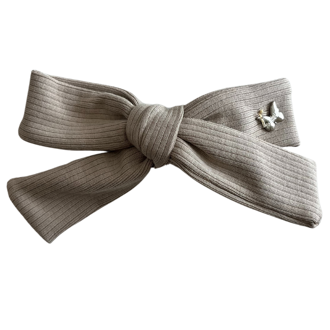 Ribbed Cotton Medium Clip - Taupe
