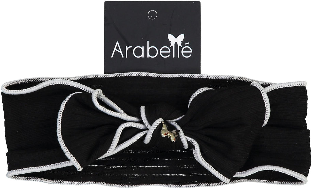 Basic Stitched Ribbed Bow Baby Band - Black