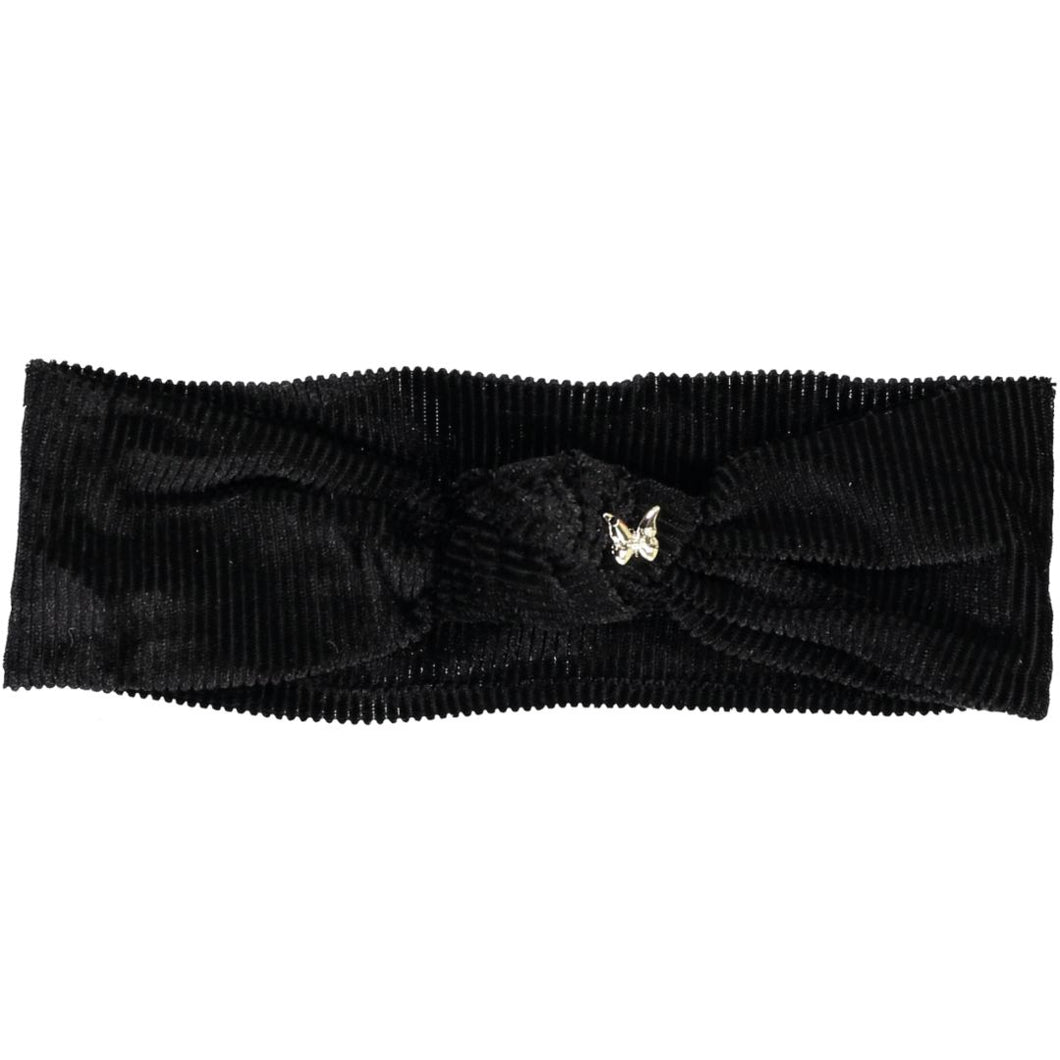 Ribbed Velvet Top Knot Baby Band - Black