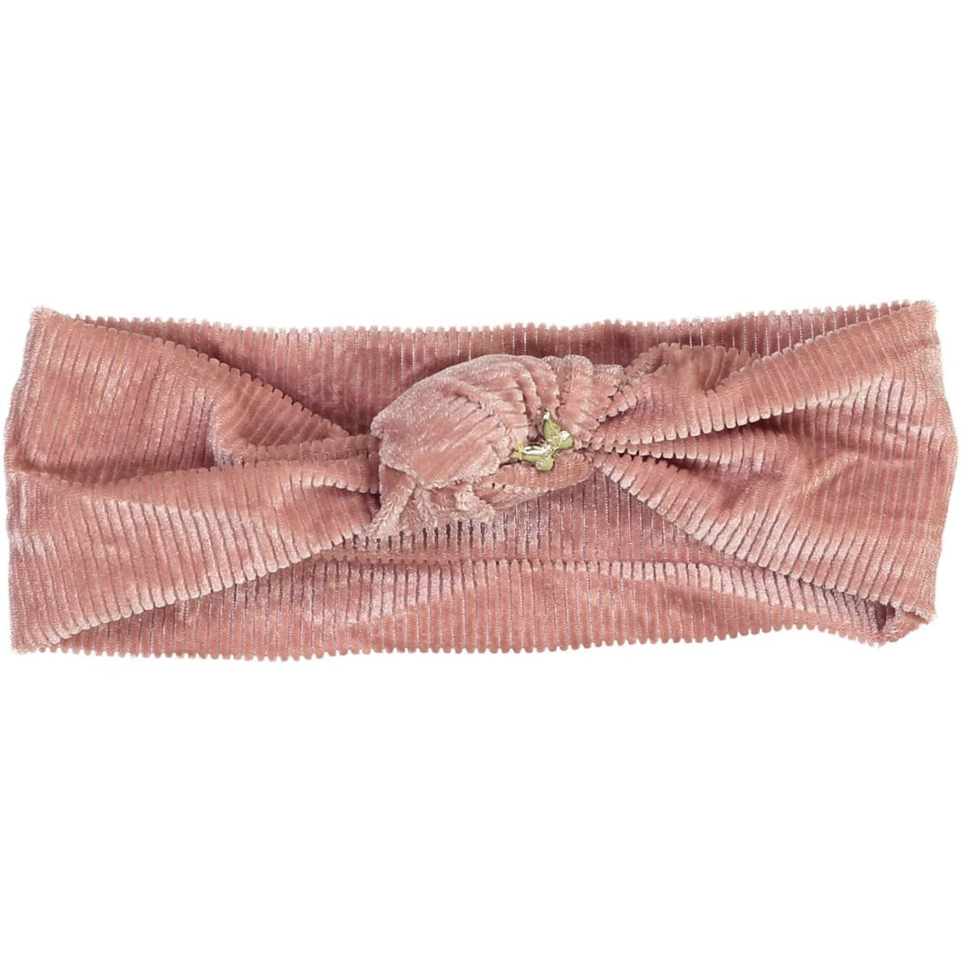 Ribbed Velvet Top Knot Baby Band - Mauve