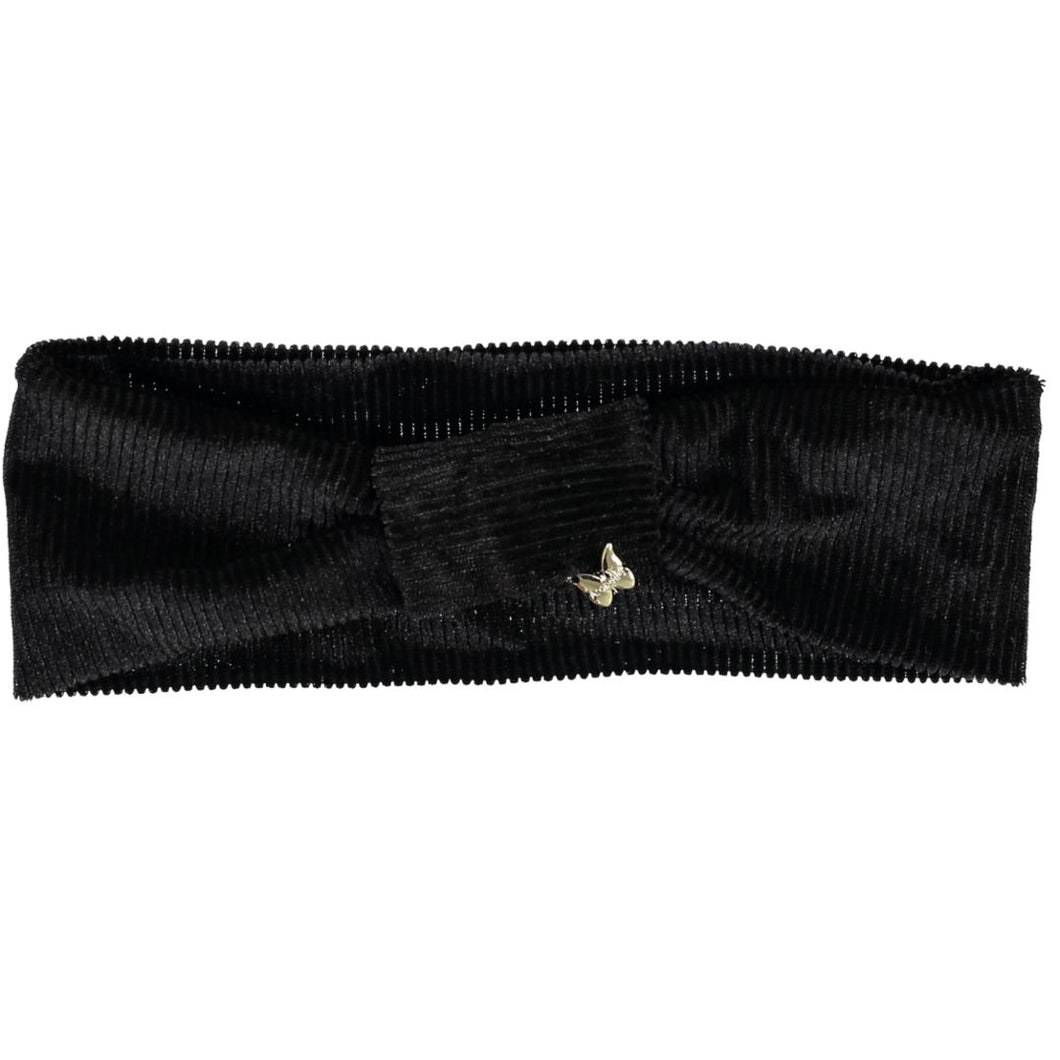 Ribbed Velvet Center Tied Baby Band - Black