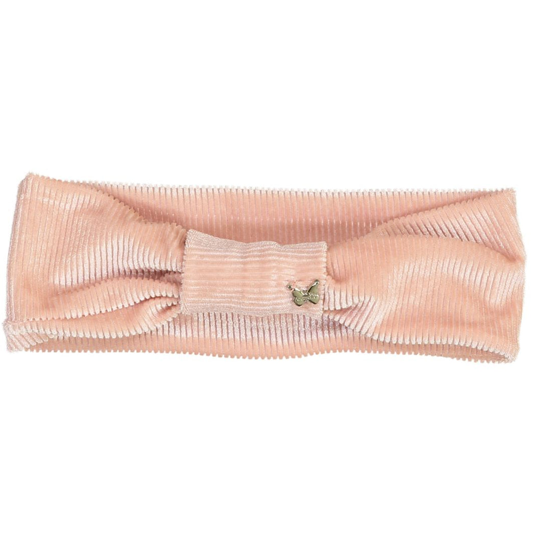 Ribbed Velvet Center Tied Baby Band - Blush