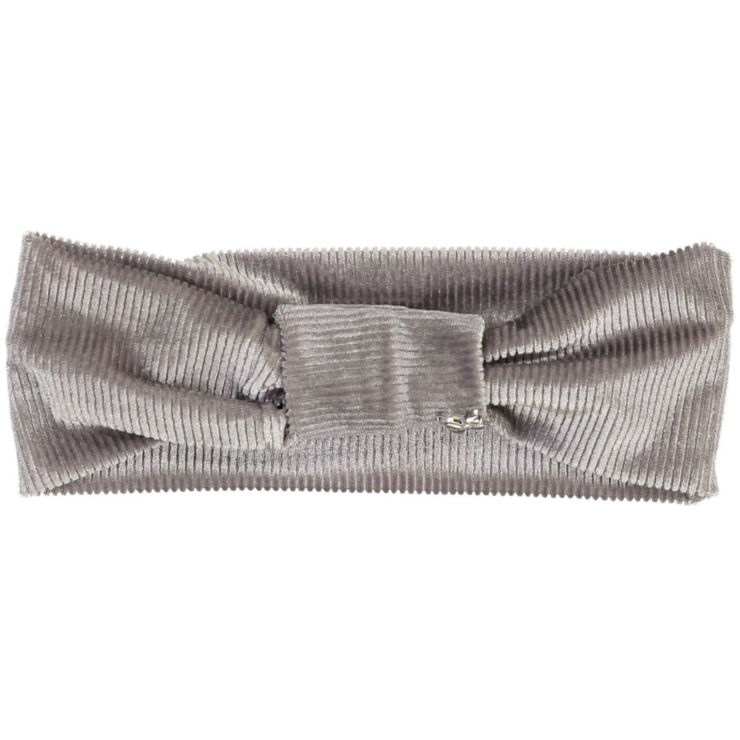 Ribbed Velvet Center Tied Baby Band - Grey