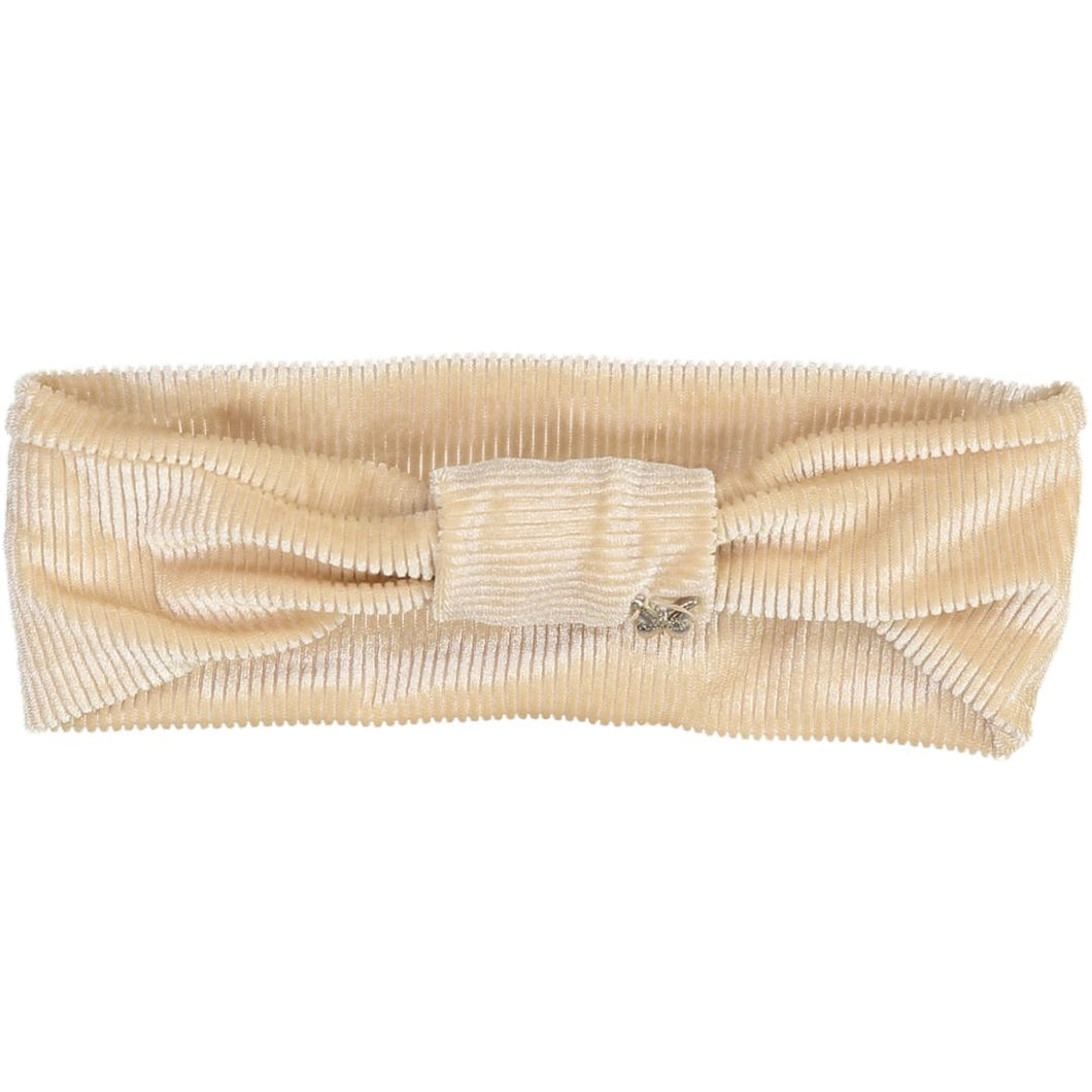 Ribbed Velvet Center Tied Baby Band - Natural