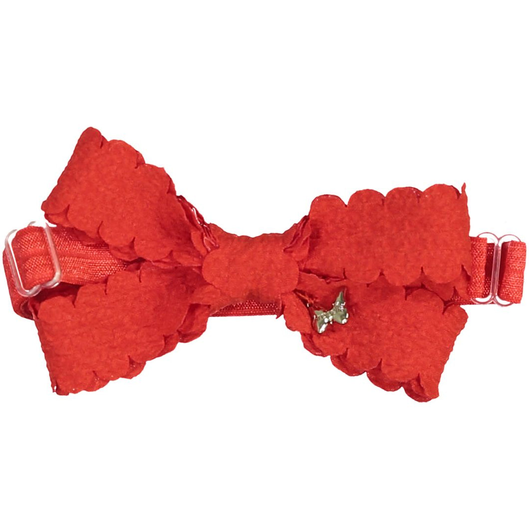 Gauze Scalloped Bow Baby Band - Red