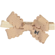Load image into Gallery viewer, Gauze Scalloped Bow Baby Band - Sand

