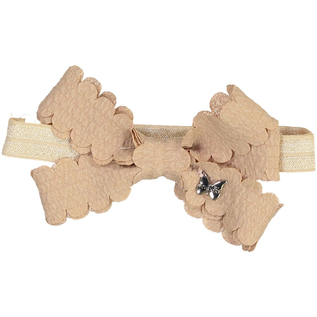 Gauze Scalloped Bow Baby Band - Sand