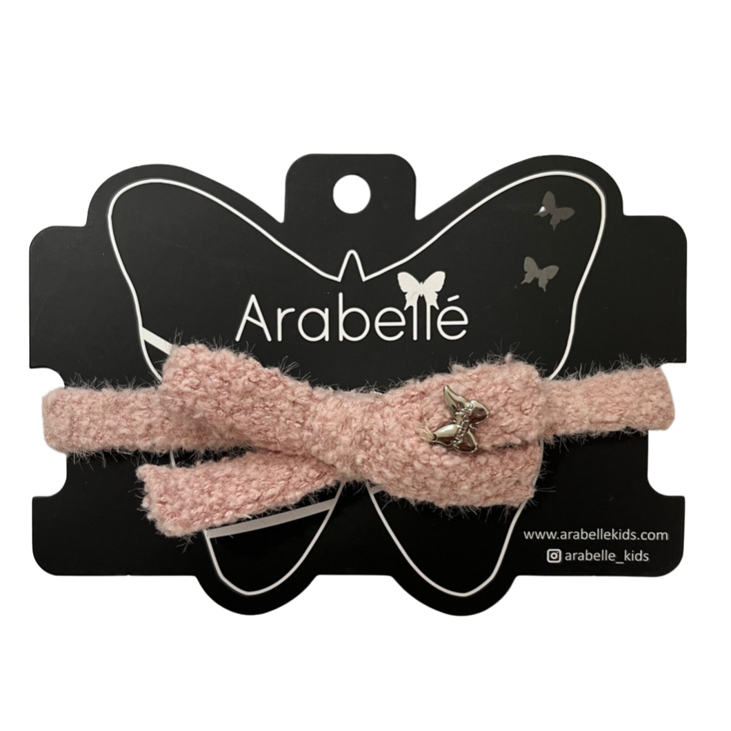 Chenille Bow Baby Band - Mauve