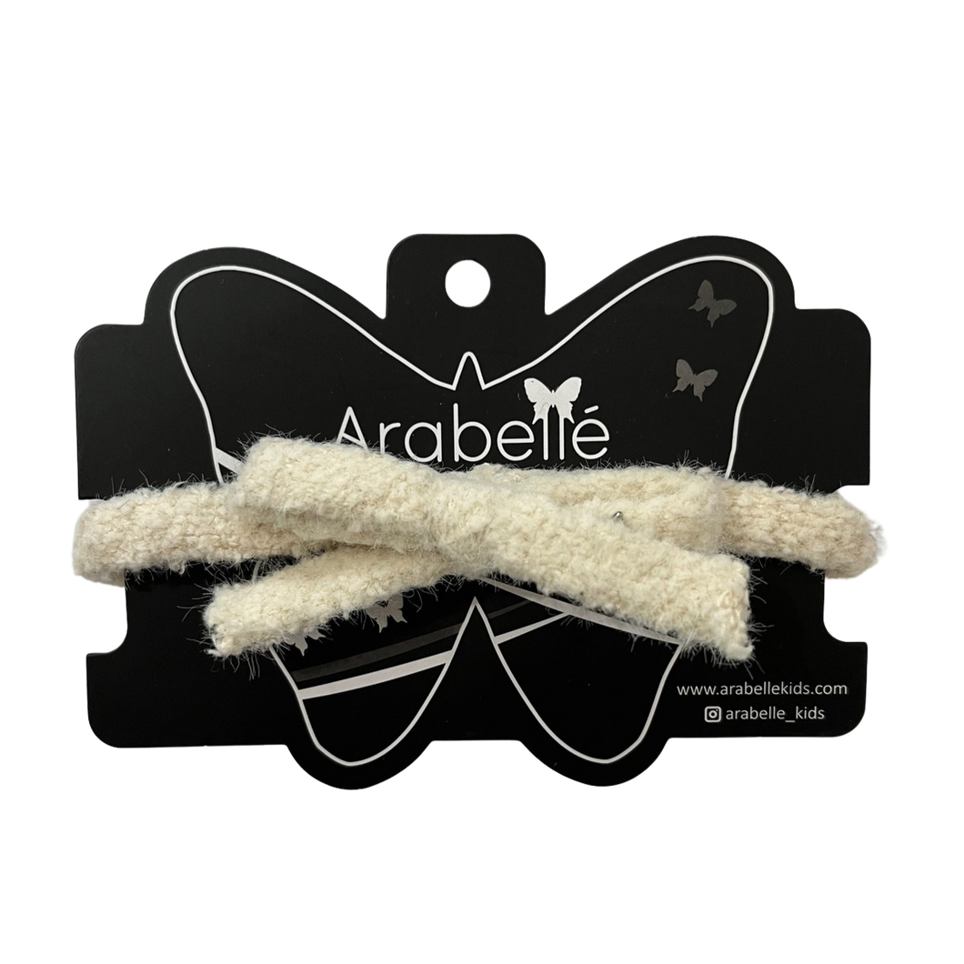 Chenille Bow Baby Band - Winter White