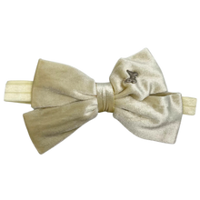 Load image into Gallery viewer, Velvet Bow Baby Band - Cream
