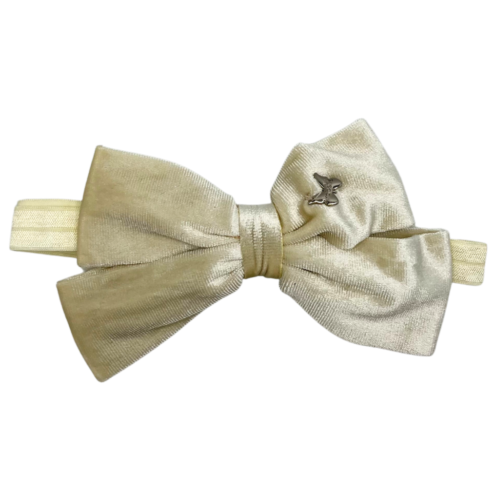 Velvet Bow Baby Band - Cream