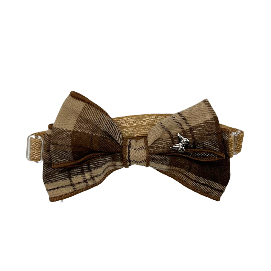 Plaid Bow Baby Band - Brown